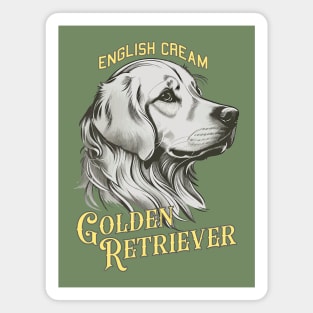 English Cream Golden Retriever Vintage Art Magnet